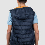 Vestă bărbați bleumarin matlasată cu glugă