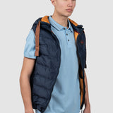 Vestă bărbați bleumarin matlasată cu glugă