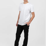 Tricou bărbați alb stretch cu guler rotund