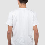 Tricou bărbați alb stretch cu guler rotund