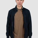 Jachetă bărbați bleumarin cu fermoar și guler înalt