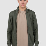 Jachetă bărbați kaki cu fermoar și guler înalt