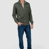 Jachetă bărbați kaki cu fermoar și guler înalt