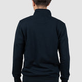 Jachetă bărbați bleumarin cu fermoar și guler înalt