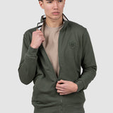 Jachetă bărbați kaki cu fermoar și guler înalt