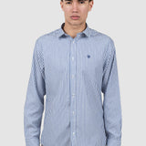 Cămașă bărbați slim fit mânecă lungă dungi blue