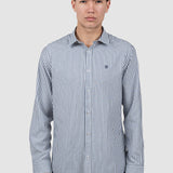 Cămașă bărbați slim fit dungi bleumarin