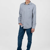 Cămașă bărbați slim fit dungi bleumarin