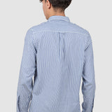 Cămașă bărbați slim fit mânecă lungă dungi blue