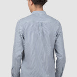 Cămașă bărbați slim fit dungi bleumarin