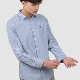 Cămașă bărbați slim fit mânecă lungă dungi blue
