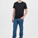Tricou bărbați regular fit bumbac negru guler rotund