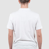 Tricou polo bărbați bumbac alb cu logo discret piept