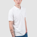 Tricou polo bărbați bumbac alb cu logo discret piept
