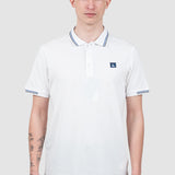 Tricou polo bărbați bumbac alb cu guler contrastant