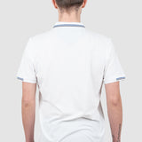 Tricou polo bărbați bumbac alb cu guler contrastant