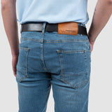 Pantaloni bărbați slim fit denim stretch albastru deschis