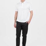 Tricou polo bărbați bumbac alb cu guler clasic