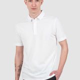 Tricou polo bărbați bumbac alb cu guler clasic