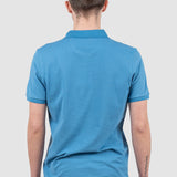 Tricou polo bărbați din bumbac cu logo brodat albastru