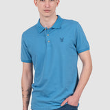 Tricou polo bărbați din bumbac cu logo brodat albastru
