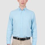 Cămașă bărbați slim fit albastru deschis cu guler button-down