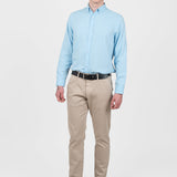 Cămașă bărbați slim fit albastru deschis cu guler button-down