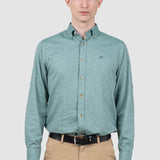 Cămașă bărbați slim fit verde din bumbac cu guler button-down