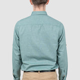 Cămașă bărbați slim fit verde din bumbac cu guler button-down