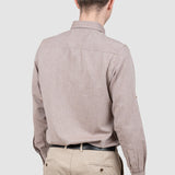 Cămașă bărbați slim fit maro din bumbac cu guler button-down