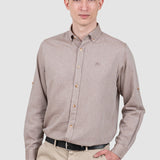 Cămașă bărbați slim fit maro din bumbac cu guler button-down