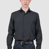 Cămașă bărbați slim fit neagră din bumbac cu guler clasic
