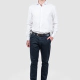 Cămașă bărbați slim fit albă din bumbac cu guler clasic