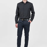 Cămașă bărbați slim fit neagră din bumbac cu guler clasic