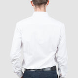 Cămașă bărbați slim fit albă din bumbac cu guler clasic
