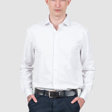 Cămașă bărbați slim fit albă din bumbac cu guler clasic