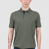 Tricou polo bărbați bumbac kaki cu logo piept