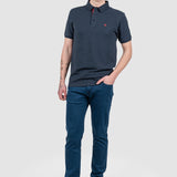 Tricou polo bărbați bumbac bleumarin cu logo piept