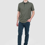Tricou polo bărbați bumbac kaki cu logo piept