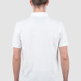 Tricou polo bărbați bumbac alb cu logo discret piept