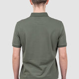 Tricou polo bărbați bumbac kaki cu logo piept