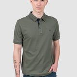 Tricou polo bărbați bumbac kaki cu logo piept