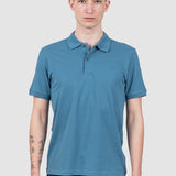 Tricou polo bărbați bumbac indigo cu logo piept
