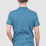 Tricou polo bărbați bumbac indigo cu logo piept