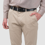 Pantaloni bărbați slim fit chino stretch bej