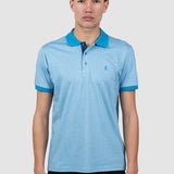 Tricou polo bărbați blue cu guler contrastant