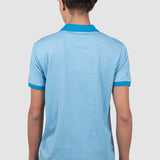 Tricou polo bărbați blue cu guler contrastant