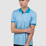 Tricou polo bărbați blue cu guler contrastant