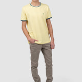 Tricou bărbați galben cu detalii verde contrast