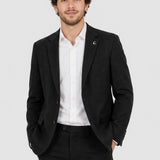 Sacou bărbați din in negru cu croială slim fit